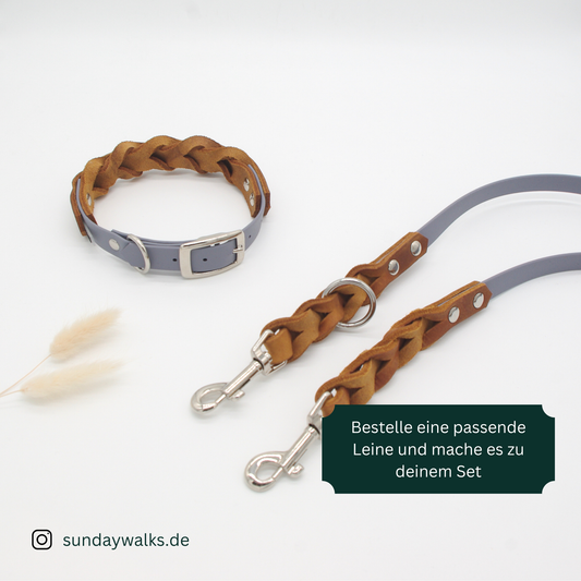 Fettleder Cognac-BioThane® 19mm Halsband